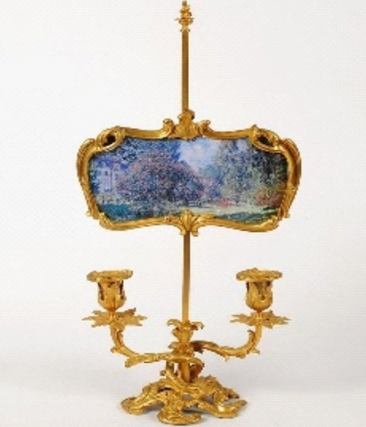 W/E/A Louis XVI style gilt bronze candelabrum