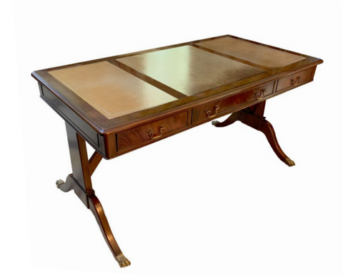 Desk table With leather inlays