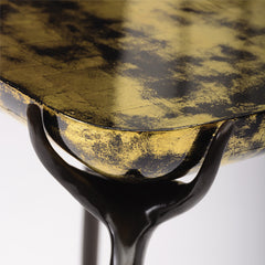 GOLDLEAF ON BLACK LACQUER TOP WITH BRONZE BASE