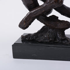 BRONZE ON BLACK MARBLE STAND