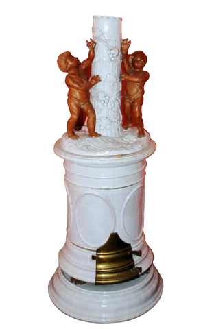 F/A 19th Century French glazed porcelain & iron vase