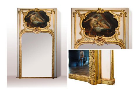 A Louis XV-Style Carved Trumeau Mirror, 19th century